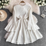 Hepburn High-End Knitted Dress Women Autumn And Winter Royal Sister Temperament Dating Short Skirt French Waist Sweater Skirt