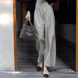 High-Waisted Casual Suit Trousers Women 2025 Summer New Scycter Trousers Gray Thin Straight Legs Nine Trousers