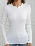 2025 New Women's Long-Sleeved Top Solid Color Knitted Shirt