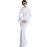 Fashion 2025 Autumn New Women's Temperament Glazed Folded Long-Sleeved Shirt