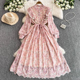 French-Covered Court-Style Long Dress With Heavy Embroidered Lace Dress Elegant