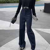 Black Broad-Legged Casual Suit Pants Women Summer Thin High-Waisted Small Man With Loose Thin Straight Trousers