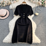 Chic Stunning Green Dress Woman 2025 Summer New French High-End Temperament Knitted Dress
