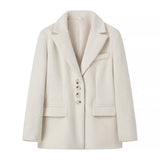 Women's Clothing 2025 Spring New Fashion Free Single Row Buckle Long Hair Suit Jacket