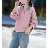 Autumn And Winter Knitted Open Shirt Two Lattice Collar Shirt Early Spring New Color Fashion Splicing Coat Sweater