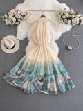 Improve High-End Exquisite Dress Women's Summer Micro Fat Mm New National Feng Feng Eshui Ink Printing Skirt 0530