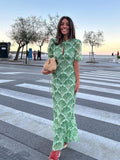 2025 Summer New Women's Temperament Commuting Print Long Dress Loose Apparent Thin Dress
