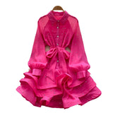 French High-End Heavy Industry Diamond Lotus Leaf Dress Girl Spring Strapped Temperament Lace Pavity