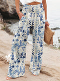 2025 Spring And Summer New Four Seasons Of Leisure Wide Leg Trousers Print Burst Loose Trousers Women