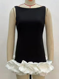 Mini Party Dress Women's Cascadal Short Dress 2025 Dress-Up Long Sleeves Of The Pool