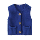 2025 Autumn Street Shirt Fashion Cute Crochet Wool Vest Knitted Thick Knitted Vest Women's Clothing
