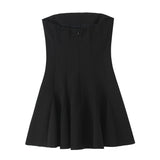 Wave Wide Swing Tear Dress 2025 Summer Sexy Shoulder Repair Short A-Word Mini-Skirt Party