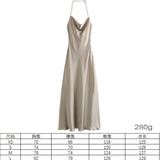 Women's Clothing 2025 Spring Festive Dress Hanging Neck Collar Silk Texture Dew Back Dress