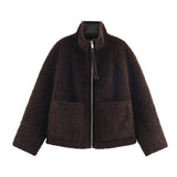 Women's Clothing 2025 New Fashion Casual Loose-Fitting Collar Zipper Jacket