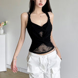 2025 Summer New Women's Solid Color Sexy Hanging Neck Lace Umbilly Vest