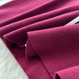 High-Grade Small Fragrant Style Trendy Collar Long Sleeve Metal Double Buckle Waist Thin Temperament Knitted Dress