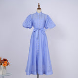 Summer Court Style High Design Feeling Heavy Industry Nail Drill Short Sleeve Single Buckle Dress + Sling