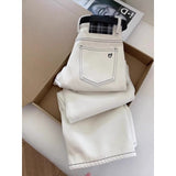 Milk White Broad Legs Loose High-Waisted Jeans Women Autumn And Winter Winter Plus Thick Small Hanging Trousers
