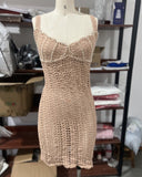 Spring/Summer 2025 Women's New Fashion Temperament Suspension Beach Pearl Short Dress Knitted Dress