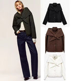 ZR Women's Clothing 2025 New Korean Version Of Susture Loose Removable Scarf Cotton Jacket Jacket