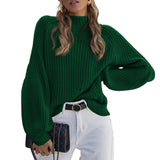 Autumn/Winter 2025 New Loose Half-High Collar Knitwear Women's Solid Color Turtleneck Sweater