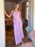 2025 Summer Women's New Temperament Of The Famous Lotus Leaves Side Fold Hanging Neck Hanging Dress Dress Dress Dress Dress