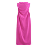 2025 Folded Dress Design Autumn New Women's Breasts Collared Solid Color Dress