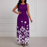 2025 Summer New Fashion Sleeveless Print Loose Round Collar Simple Temperament Dress