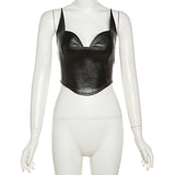 2025 Autumn Fashion Trend Women's New V-Collar Repair Body Out-Back PU Skin Set Small Vest