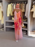 2025 Summer Fashion New Women's Sexy Hot Girl V-Neck Print Sling Dress Dress Dress