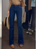 Spice Girls Blue High Waist Microhorn Jeans Women's Autumn Edition Thin Straight Horseshoe Long Pants