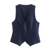 2025 New Women's Casual Suit Vest Fashion Suit Buckle Straight Trousers Double Buckle