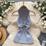 Light Luxury Gold Wind High-End Sleeveless Knitted Vest Women Summer Metal Kinesi Design Chic Hot Girl Top Tide