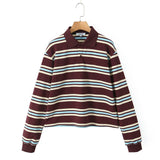 2025 Spring Long Sleeves Vintage Striped Spoo T-Shirts For Loose T-Shirts