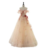 Three-Dimensional Flowers Shoulder Small Tail Dress Bridal Toast Banquet Fairy Fluffy Skirt Evening Dress Woman