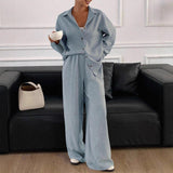 Fashion Women's New Wish Plush Round Collar Casual Long-Sleeved Pants Two Sets