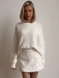 Real Shooting-2025 Explosion Comfortable Warm Solid Color Round Collar Knitted Tie-Up Wreaved