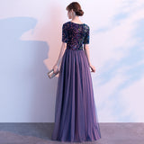 Evening Dress 2025 New Banquet Temperament Long-Term Squins Adult Choir Show Long Dress Tibetan Blue