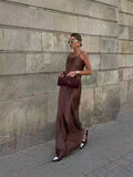 2025 New Women's Sexy Hottie Long Sling Skirt With A Vertical Feeling With A Shoulderless Sleeve