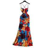French Design Heartened Machine Hollow Bare Back Sling Folds To The Waist-To-Wear Dress Women's Holiday Dress
