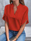 2025 Summer New V-Neck Shirt Women Solid Color Casual Buffet Shirt