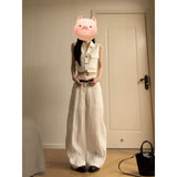 High-End Fashion Temperament Sleeveless Shirt Shirt Top High Waist Straight Casual Trousers Set