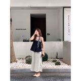 Design Sense Of The Color Stripe Splicing Sleeveless Sling Vest A Set Of Top Women Loose Thin A Word Half-Body Skirt Suit