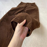 Millard Coffee Color Wick Plus Velvet Sleeves Sleeves Women Autumn And Winter Small High-Waist Loose Loose Thickened Long Pants