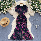 High Cold Sister Goddess Fan Dress Heart Machine Draw Folding Belt Irregular Chopped Fishtail Skirt Dress