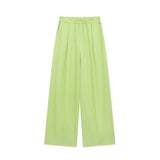 2025 Summer New Women's Casual V-Neck Bow Tie And Suit Top Straight Trousers Set
