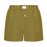 2025 Summer New Ladies Leisurely Comfortable High-Waisted Broad-Legged Retro Lattice Shorts