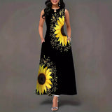 Wish Sleeveless Dress Female Positioning Print Dress Bohemian Retro Long Dress