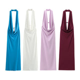 24 New Summer Women's Clothing White Folded Neck Dress