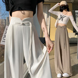 Black New Chinese Style Suit Pants Women Spring And Autumn Small High-Waist Hanging Straight Casual Narrow Version Of Broad Leg Pants